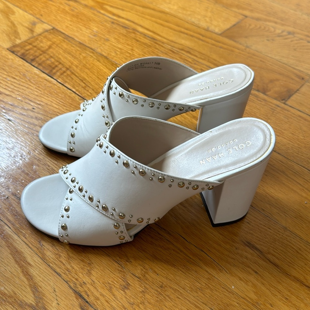Cole Haan white mule heels